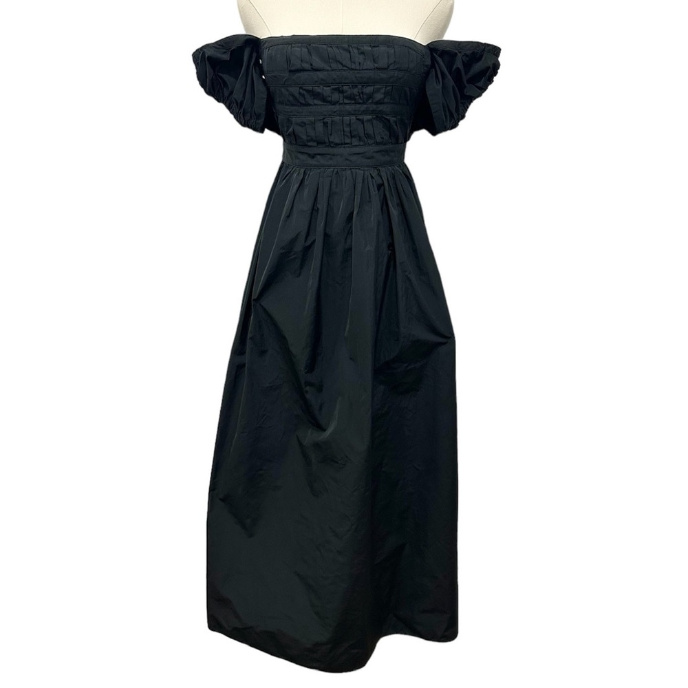 Rare Brock Collection Off the Shoulder Black Midi Dress
